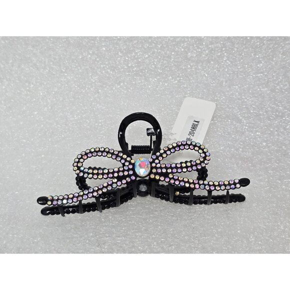 Black Rhinestone Bow Hair Claw Clip - Picture 2 of 3